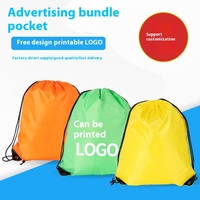Sac à dos personnalisable à cordon en polyester amical OEM pliable et logo imprimé pour la publicité promotionnelle