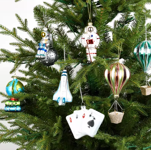 Décoration de noël nouvel astronaute fusée ballon à Air chaud <span class=keywords><strong>verre</strong></span> créatif petit pendentif arbre de noël ornements scène correspondant - Product Image 6