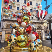 Sapin de Noël créatif en ballons, décoration géante en boule miroir scintillante, exposition extérieure pour les centres commerciaux et les places publiques