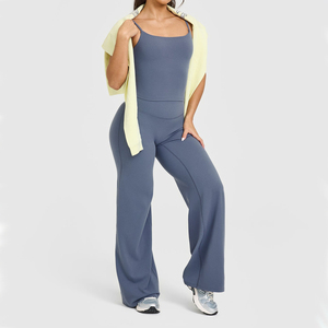 SHINBENE personnalisé femmes entraînement contrôle du ventre pantalon à jambes larges taille haute bout à bout Yoga pantalon à jambes droites - Product Image 4