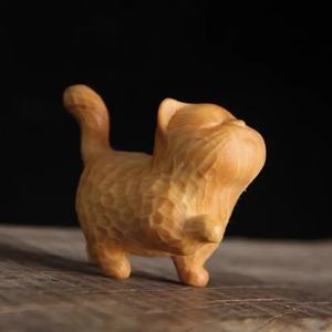 Penjualan laris Dekorasi ukiran kayu patung kucing hewan lucu patung kucing kayu kerajinan seni patung - Product Image 4