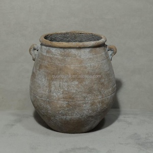 Modern Vintage Fiber Cement Planter Pots with Drainage Hole For Garden Outdoor/Indoor Flower Pots Decoration - Product Image 1