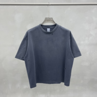 T-shirt Homme Vintage Délavé à l'Acide, Effet Usé et Déchiré, Coupe Boxy, Personnalisable, Faible MOQ, Ourlet Brut, Style Oversize Streetwear, T-shirt Graphique