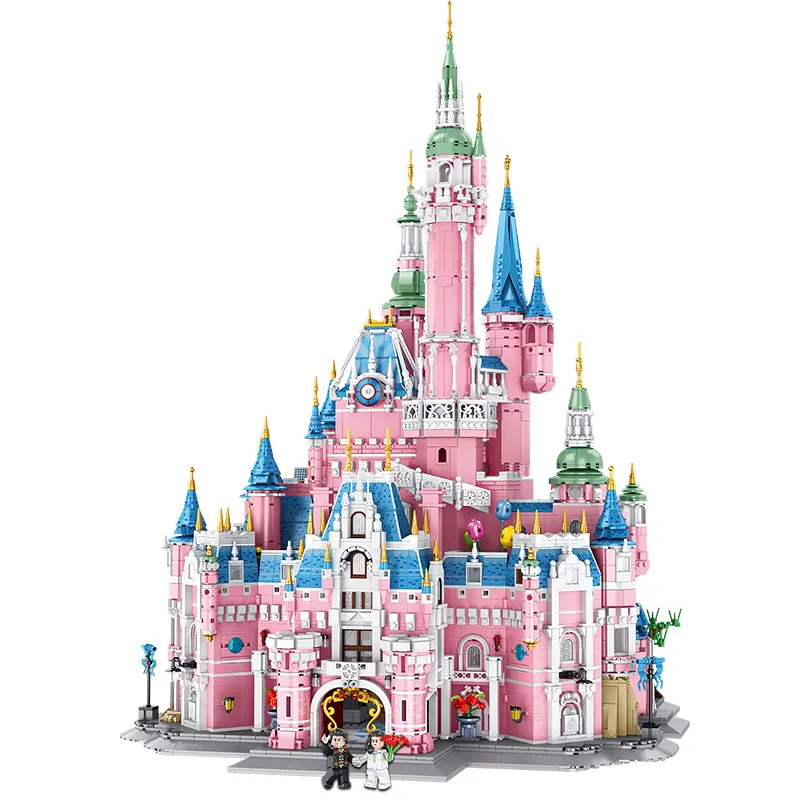 Panlos 613003 children's Luxury Pink Castle Construction MOC Building Block Toys DIY Bricks Gift kids toy