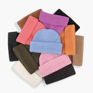 Autumn Outdoor Warm Chunky Knitted Hat Unisex Simple Fashion Antibacterial Beanie Outdoor Thermal Wool Winter Hat