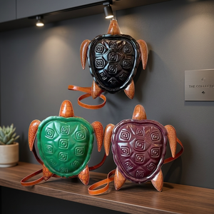 Bolso Bandolera de Piel Sintética con Forma de Tortuga Vintage para Mujer, Diseño Geométrico, Correa Única, Cierre de Cremallera, para Todas las Temporadas - Product Image 2