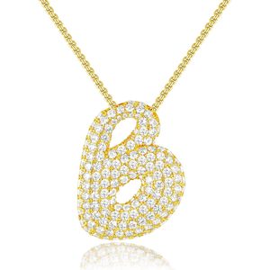 Nuevo collar de circón de 26 letras de acero inoxidable exagerado 18K cadena de oro grande colgante inglés joyería - Product Image 5