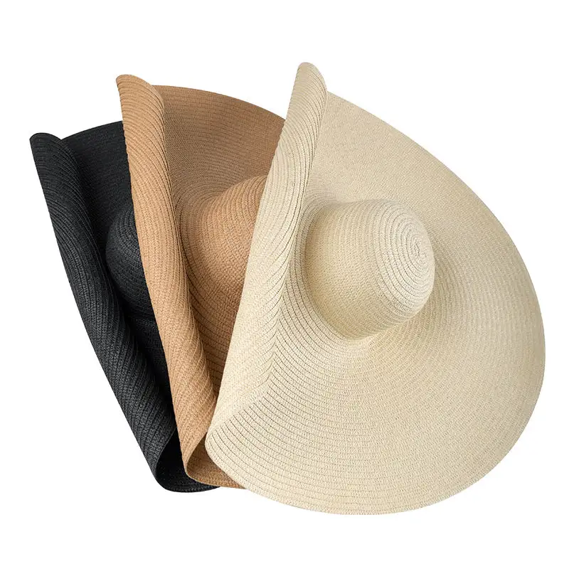 Foldable Travel Women Strawhat Women Summer Seaside Sun Beach Hat Floppy Oversize Large Wide Brim Straw Hats