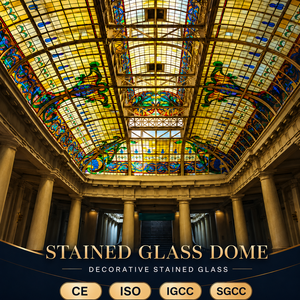 Dôme en verre teinté sur mesure, panneaux de vitraux décoratifs pour plafond de cathédrale, art vitralement décoratif pour église, hôtel, villa moderne - Product Image 1