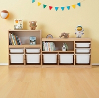 Étagère à livres d'images en bois massif 2-en-1 Étagère de rangement pour jouets de style tiroir