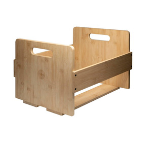 Wooden <b>Record</b> Rack 37.5cm X 33cm Internal <b>Storage</b> For CDs Books Stationery Display Shelf Natural Color - Product Image 2