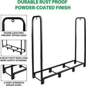Porte-bûches intérieur ou extérieur bois 2 anneaux usine personnalisé compact intérieur métal bois de chauffage support avec outils de cheminée - Product Image 3