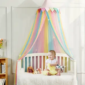 Auvent de lit de princesse coloré de couleur personnalisée Auvent d'enfant arc-en-ciel pour la décoration de chambre d'enfants
