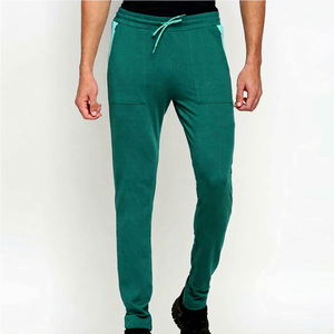 Pantalones Deportivos Verdes para Hombre con Bolsillos Laterales, Cintura Elástica con Cordón, Joggers Casuales Transpirables, Mezcla de Algodón y Spandex - Product Image 1