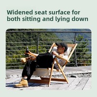 Chaise pliante d'extérieur avec réglage du dossier sur quatre positions, portable, pour le camping, la pêche, la plage, en bois de hêtre et toile, facile à installer