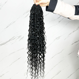 <span class=keywords><strong>Dreadlocks</strong></span> au crochet pré-bouclées noires naturelles souples de 22 à 26 pouces, tresses bohèmes avec boucles de cheveux humains - Product Image 3