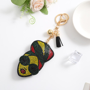 Personalized African Woman Diamond studded Tassel Pendant, Car Bag Accessory, Tassel Keychain
