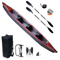 Kayak gonflable K410 de 11 pieds et 14 pieds pour 1 ou 2 personnes, kayak individuel avec siège et pagaies pour la pêche en rivière, longueur de 4 m, matériau PVC