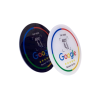 Cartes NFC en acrylique Dia 100mm Étanches RFID 13.56MHz Mini balise NFC avec code QR et avis Google