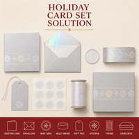 Carte de vœux personnalisée de Noël 5x7 pouces, 300 g/m², bordure flocon de neige argentée, feuille holographique avec enveloppe assortie CBZ-X170