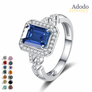 ขายส่งจากโรงงาน แหวนเงินแท้ 925 ประดับด้วยมอสซาไนต์ทรงเหลี่ยมมรกต 2 กะรัต คุณภาพ VVS GRA พร้อมใบรับรอง - Product Image 1