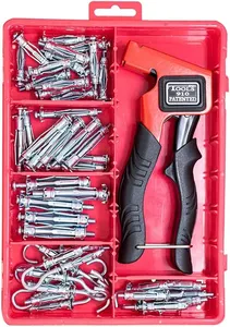 62 adet M4/M5/M6 demir galvanizli Hollow perde duvar genişleme vida + kırmızı kolu duvar yardımcısı mükemmel ağır Metal ayar aracı - Product Image 2