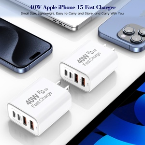 Cargador USB C Multipuerto GaN de 40W con Certificación QC3.0, 4 Puertos (2 USB-A, 2 Tipo-C PD), Resistente al Fuego, Estación de Carga Rápida, Adaptador de Corriente de Escritorio - Product Image 4