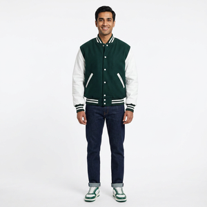 Vestes de baseball universitaires pour hommes, style Letterman, corps en laine originale et manches en cuir véritable, options de couleurs d'équipe - Product Image 1