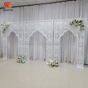 LEDA Modern Factory Custom Party White Detachable Arch Royal Vintage Look Hollow Carving Pattern <b>Backdrop</b> <b>Stand</b> for Wedding - Product Image 3