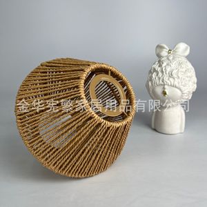 Woven Hemp <b>Rope</b> Chandelier Cone Shape E27 Single Head For Living Room Bedroom Home Decor LED <b>Light</b> Source - Product Image 2