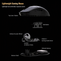 Mouse Gaming BlackJi Snake S3 Ergonomis Wireless/Wired/BT Tiga Mode 6-DPI PAW3311 Tekstur Serat Karbon, Tersedia Grosir