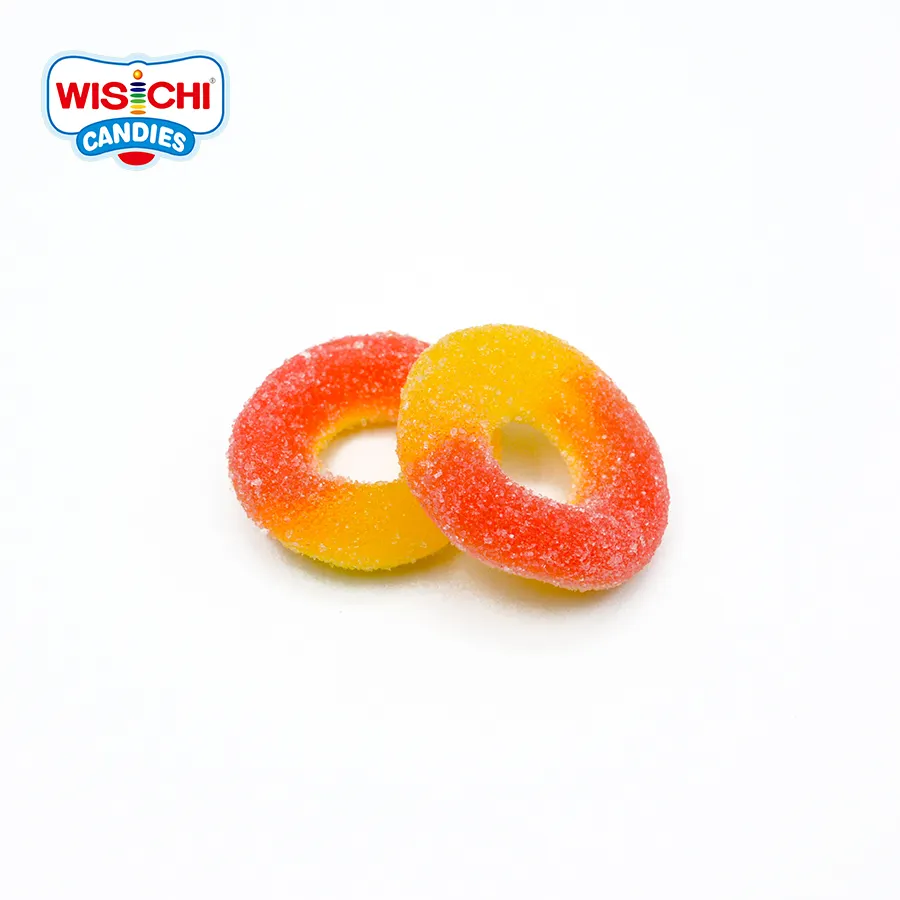 משלוח מדגם אפרסק ורוד צבע בתפזורת gummy סוכריות טבעת צורת gummy חלאל ממתקים