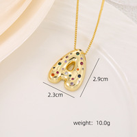 JF-44527 Lujoso Colgante de Letra Inicial con Burbuja, Chapado en Oro de 18k, Personalizado con Circonitas Cúbicas de Colores, Collar con Letra del Alfabeto, Joyería