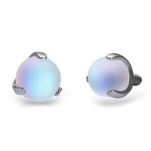 Pendientes de titanio con piedra lunar, de tres puntas, con ópalo de repuesto, para piercing en oreja, labio, lengua, ombligo, ceja - Product Image 5