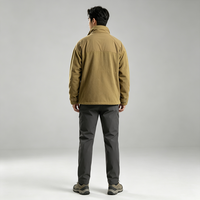 Veste polaire pour homme, couleur beige, entièrement zippée, col montant, avec empiècements hybrides, poches zippées, poignets ajustables, chaude, pour l'extérieur et décontractée