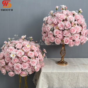 SMOOTH Blooming Pure Pink 60cm <b>Artificial</b> <b>Flower</b> Ball Classic Handmade <b>Artificial</b> Floral Wedding Centerpiece - Product Image 1