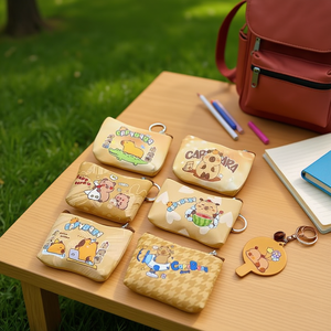 Portamonete Capybara 11,5x9 cm, borsa con cerniera a forma di cartone animato con portachiavi per bambini e donne - Product Image 3