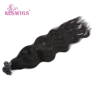 K.SWIGS 1 #   Extensions de cheveux naturels noirs 100% vierges, ondulés, pré-collés, cuticules alignées, en vrac, vente en gros, pointes en U - Product Image 2
