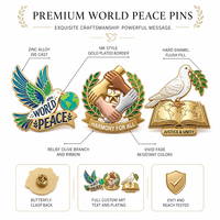 Broche personnalisée en émail dur pour la paix mondiale, badge métallique Harmonie Unité, souvenir commémoratif international, cadeau en gros