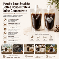 Pochette réutilisable de 30 ml avec bec verseur pour café expresso, petit sachet portable à fond plat pour concentré de café