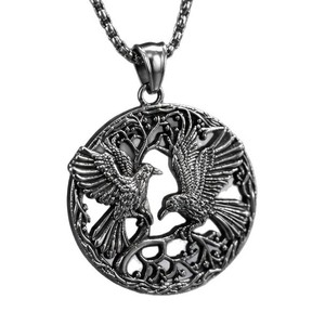 Yunnique-collar con colgante de pájaro de acero inoxidable, diseño de animales unisex, estilo Retro Punk, patrón geométrico JD215 - Product Image 3