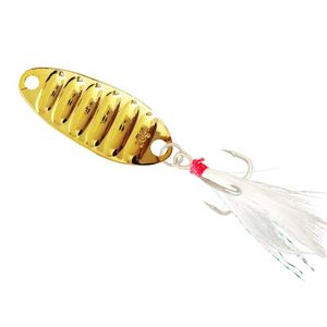 Leurre de pêche Pingzhen Spinner en laiton doré 098 pour eau douce, matériel de pêche - Product Image 1