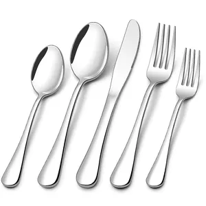 Wholesale Stainless Steel Cutleries Bulk Silver Flatware Fork Knife And Spoon Cutlery Party Dining Silverware Set