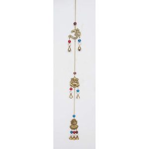 Carillons éoliens en laiton de style indien vintage chaîne décorative de perles en métal cloches murales om-ganesha-laxmiji fournitures de jardin - Product Image 2