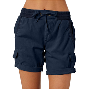 Shorts de sport pour femmes, taille mi-haute, coupe régulière, taille élastique, respirant, en toile, séchage rapide, imperméable, pour la salle de sport, l'entraînement, décontracté, en plein air - Product Image 2