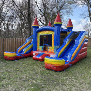 Château gonflable commercial enfants maison <span class=keywords><strong>de</strong></span> rebond Double toboggan Combo château sautant trampolines avec ventilateur pour location <span class=keywords><strong>de</strong></span> <span class=keywords><strong>fête</strong></span> - Product Image 2