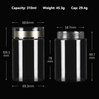 Voedselveilige opbergcontainers met gouden deksel, luchtdichte plastic pot voor Goji-bessen, rode dadels, gedroogd fruit, vitaminen en supplementen