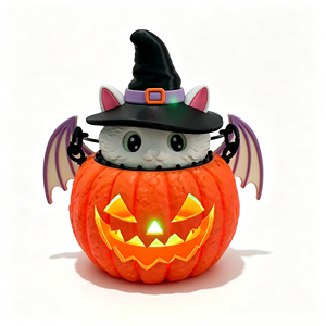Veilleuse RGB 3D Imprimée Chat Sorcière Citrouille Halloween – Décoration Maison Enfants & Cadeau de Fêtes - Product Image 1