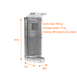 ที่ใส่ของแบบพับได้กรง Q235เหล็กรถเข็นขนาดกลางขนาด500x800พับได้ปลอดภัยขนาด720กก. - Product Image 2