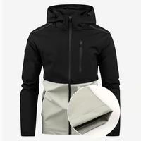 Veste coupe-vent à capuche color-block tendance pour sports de plein air printemps-automne, vente en gros d'usine